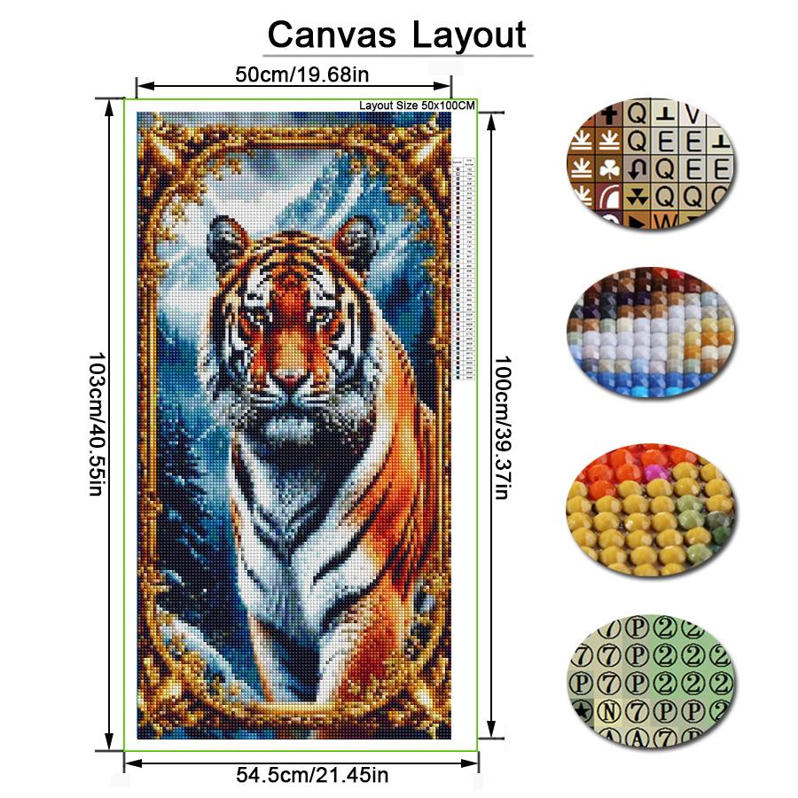 Tiger Large Size Diamond Painting Diy Full Square Round Drill Rhinestone Embroidery Wild Animals Mosaic Cross Stitch Kits Wall Decor