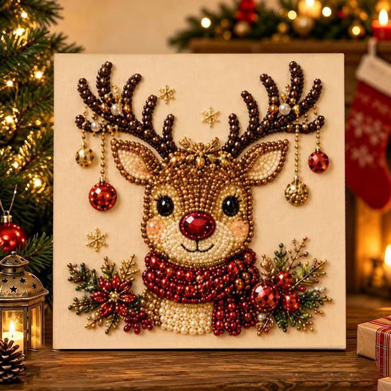 Christmas Diamond Painting Kit Pearl Art Santa Claus Framed DIY Craft for Home Wall Decor Holiday Gift
