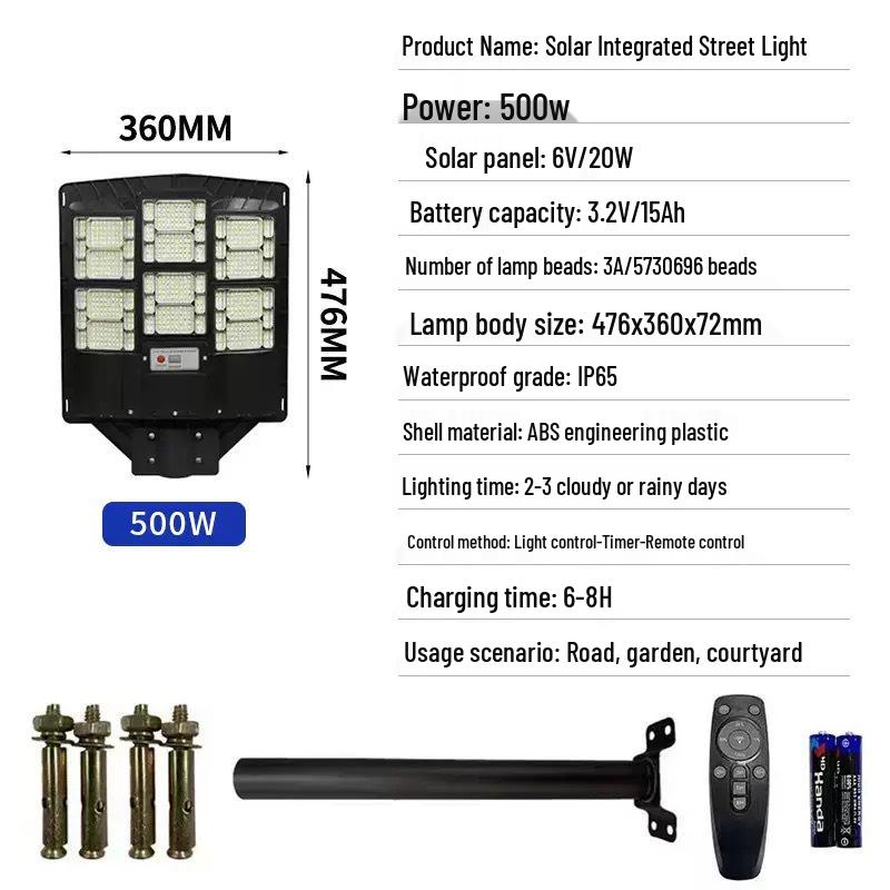

Smart Solar LED Street Light with Remote Control - Super Bright Outdoor Courtyard Lamp