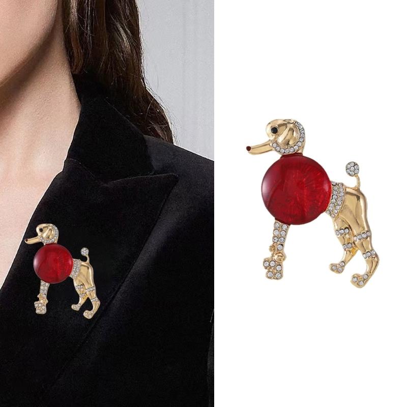 Elegant Poodle Brooch Secure Clasp Portable Alloy Jewelry for Formal Event Daily Wear