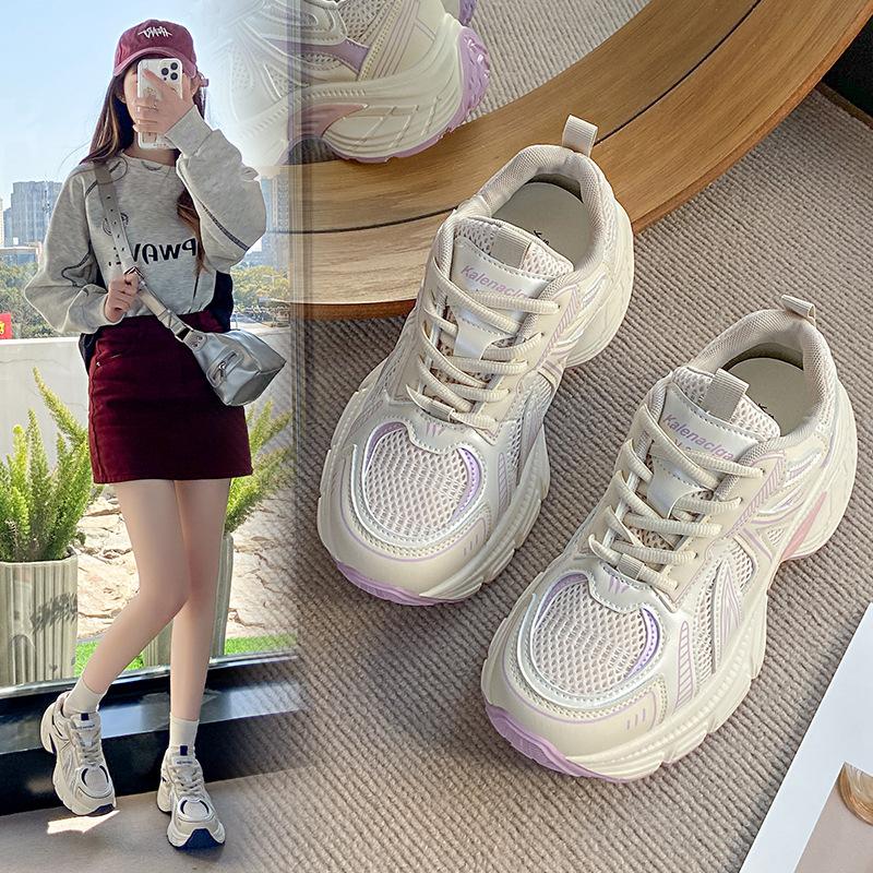 Platform women's shoes spring and summer new lightweight casual sports shoes mesh breathable running shoes