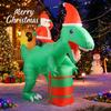 7.87FT Christmas Inflatable Toys Xmas Yard Lawn Party Decoration Santa Dinosaurs Toy Home Supplies Ornaments Gift with LED Light
