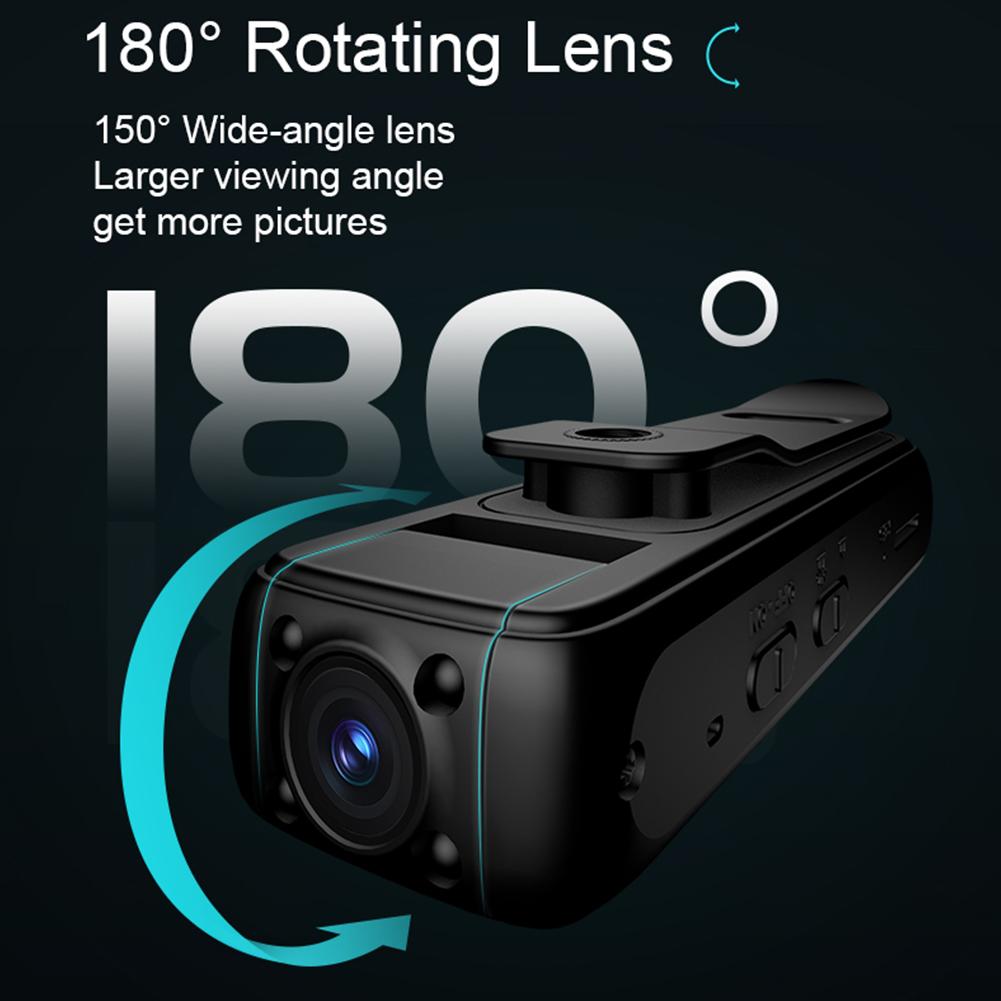 HD 2K Mini Camera Wearable WiFi Portable Small Digital Video Recorder with 180 Rotatable Lens for Security Guard Law Enforcement