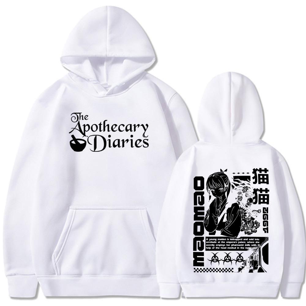 

Худі з аніме «Щоденники аптекаря» Смішний Каваї Милий Маомао Графічний Чоловічий Жіночий Светр Повсякденний Оверсайз Естетика Пуловер 3XL білий