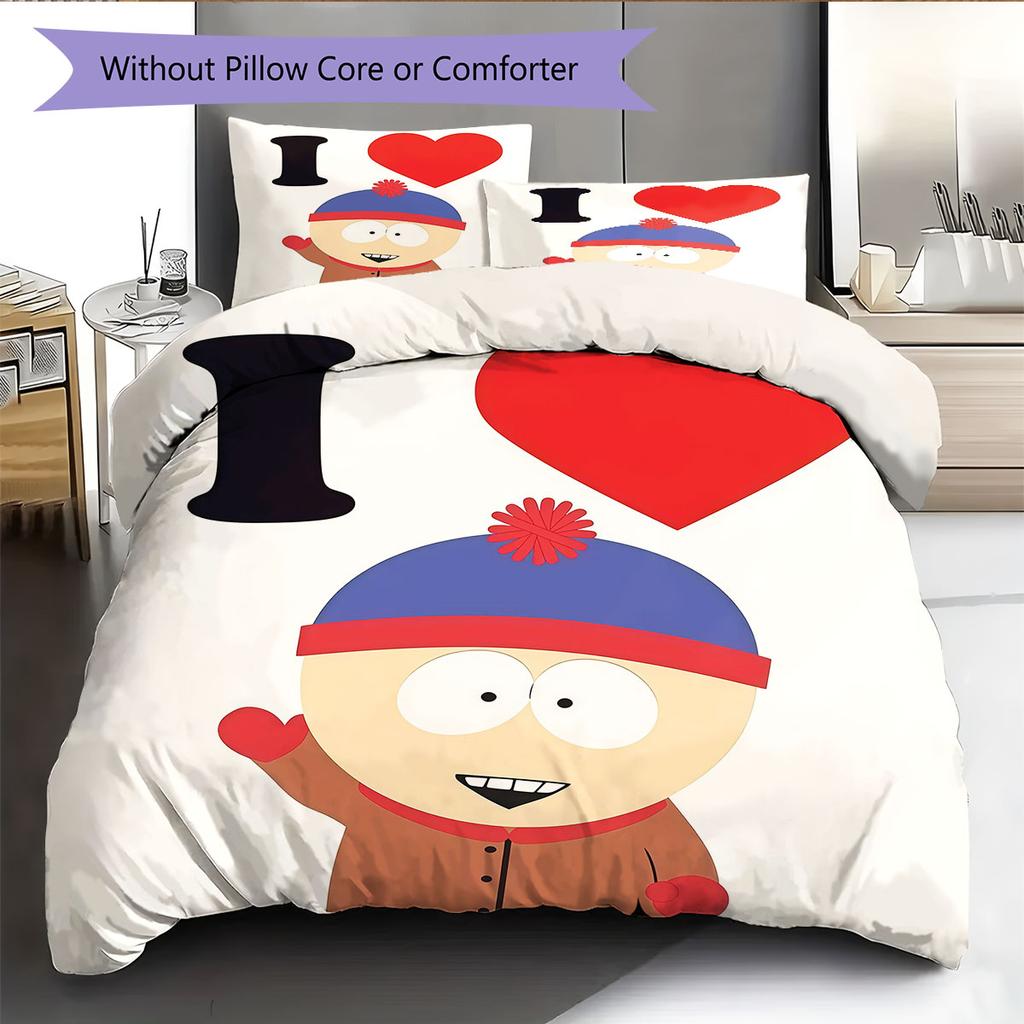 Stan South Park Pattern Bedding Home Decoration Birthday Gift ( 1 Duvet Cover + 2 Pillowcase, Without Core),fan Merchandise.