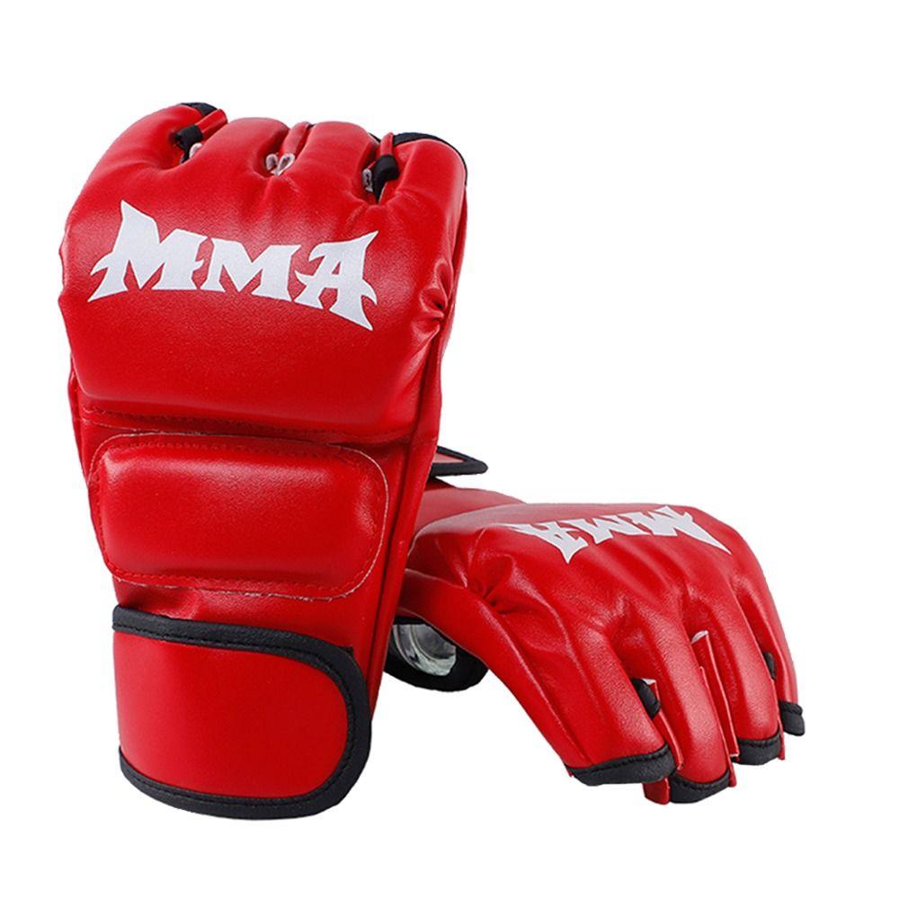 1Pair Half Finger Training Gloves Kickboxing Gloves for Adult Sanda Boxing UFC Training