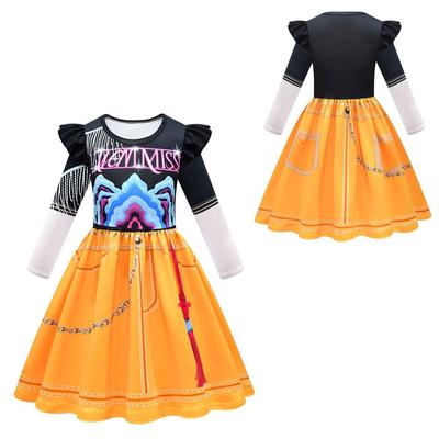 Neues Kinderkleid Cosplay Hexenjagd Gruppenauftritts-Outfit Flatterärmel Langärmlig A-Linien-Rock Modisches Niedliches Bequemes Kleid