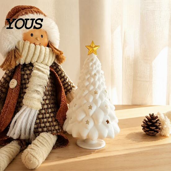 Versatile Decorative Candle Holders Christmas Tree Holder, 3D Printed Hollow Star Cutout Decorations Statue, Matte White Tabletop Decor for