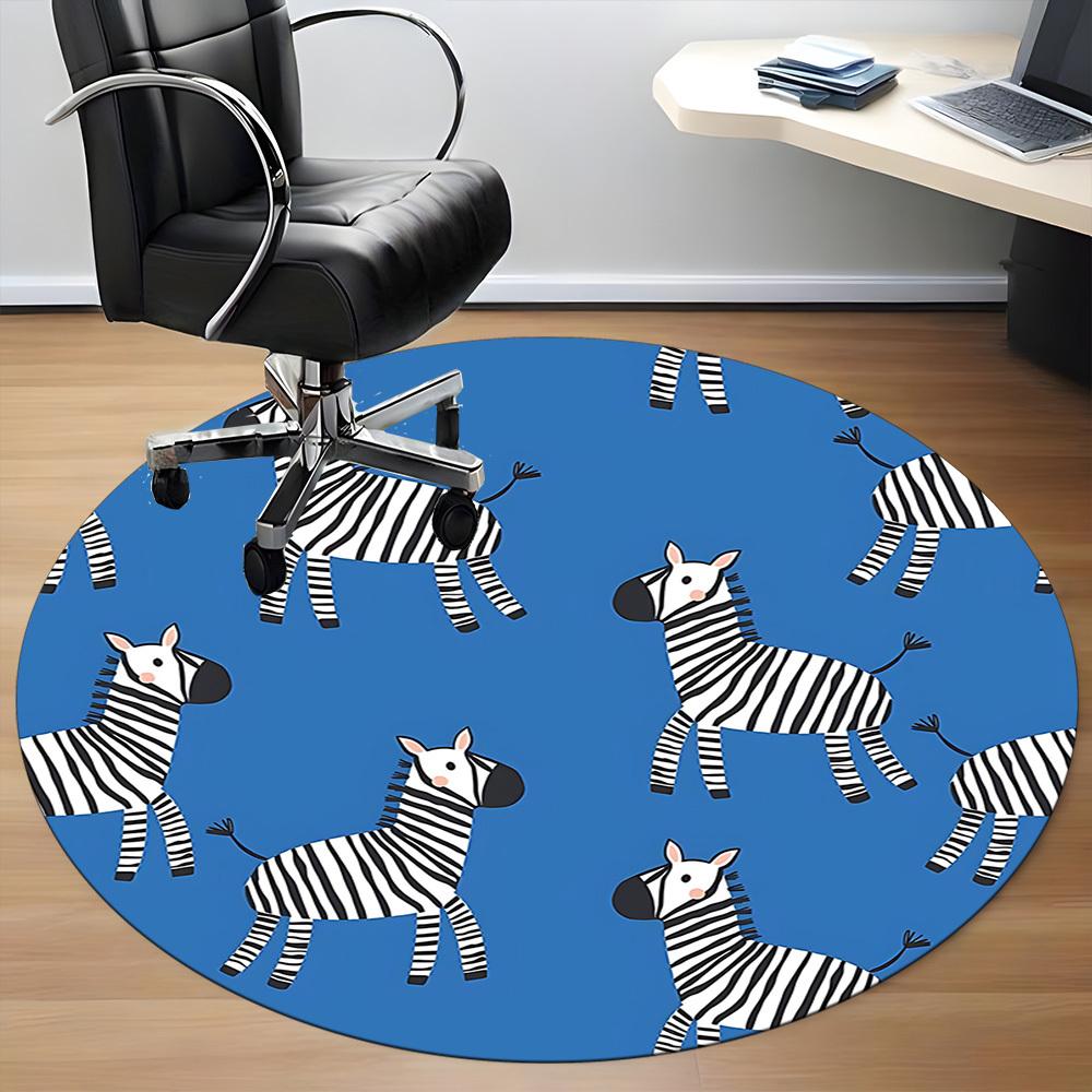 1pc Zebra Circle Office Round Area Rug, Indoor Mat Suitable For Office, Under Office Chairs Bedroom Living Room Home Decor, Room Deco