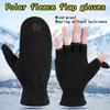 Keep Warm Winter Gloves Windproof Half Finger Flip Gloves Fingerless Convertible Mittens  Women