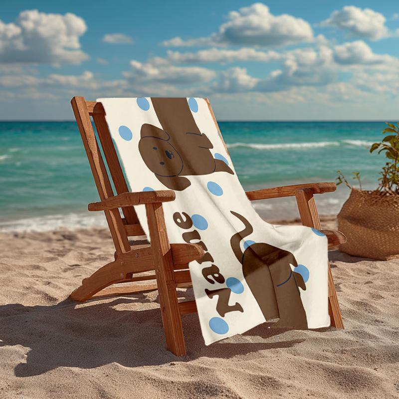 Custom Name Ultra-Soft Beach Towel with Dog Theme,Ideal for Pool - Camping, Diving - Perfect Travel Essential, Vibrant Beach Towel.