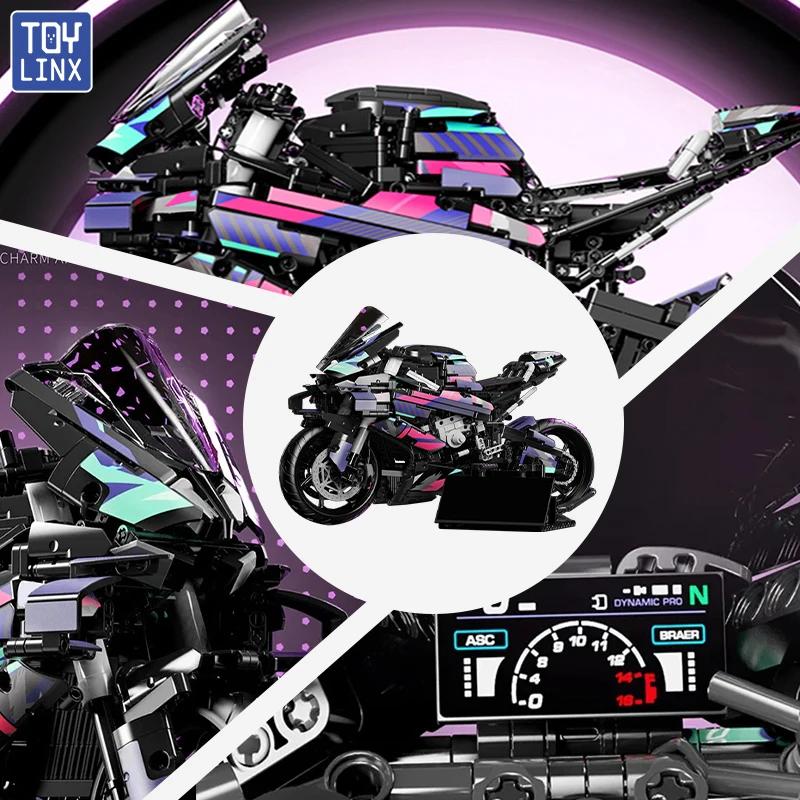 Bbox 1920PCS Large Motorcycle Racing Building Block Model | Men's Desktop Decor & Stress-Relief Toy | ABS Motorcycle Blocks