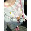 No price reduction #Painted fun printing slanted shoulder sunscreen blouse women's thin loose long-sleeved t-shirt top