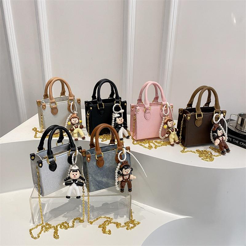 Retro Comfortable Fashion Handheld Kids Cute Square Bag With Seams Reinforced