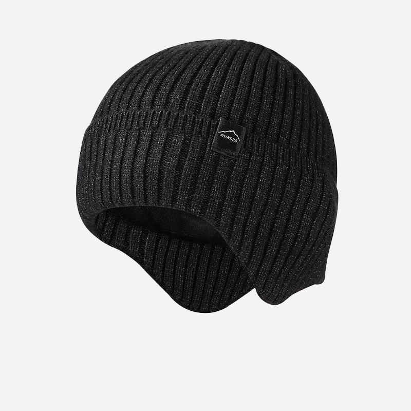 Autumn Winter Knitted Hat Velvet Thick Warm Outdoor Windproof Cold Ear Protection Wool Hat