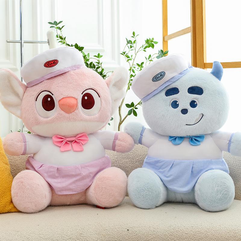 New Doll Beret Blue Haired Monster Cross Dressing Plush Doll Popular Cartoon Doll Cloth Doll Doll