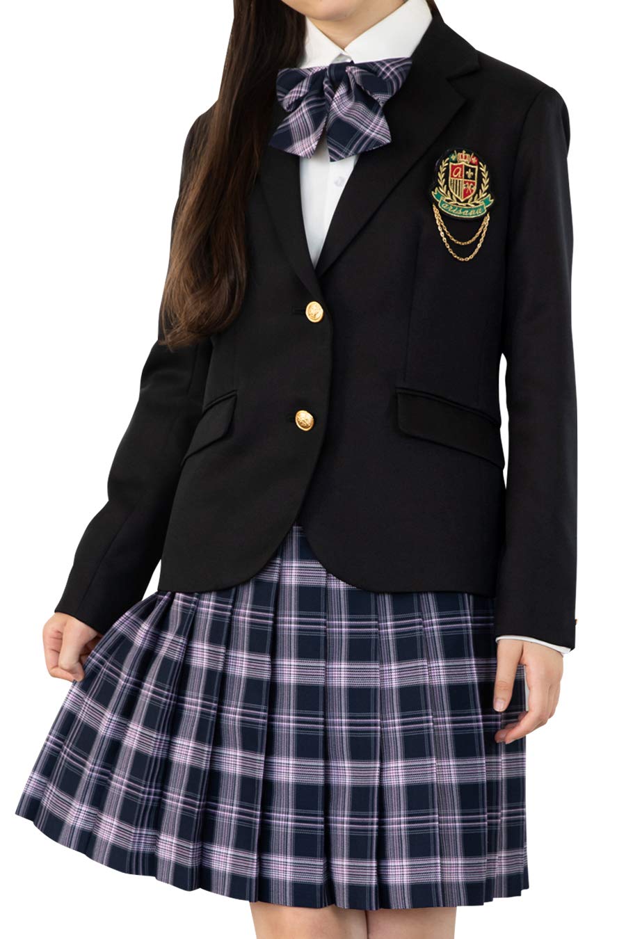 

Выпускная церемония Костюм для девочек начальной школы Официальный комплект, включающий пиджак, юбку, рубашку, ленту Эми Лаванда 160 см [Arisana] Детский