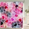 1 Pc Pink,Romantic Love Pattern Shower Curtain Printing Fabric Valentine'S Day Love Home Decoration Bathroom Curtain With Hooks