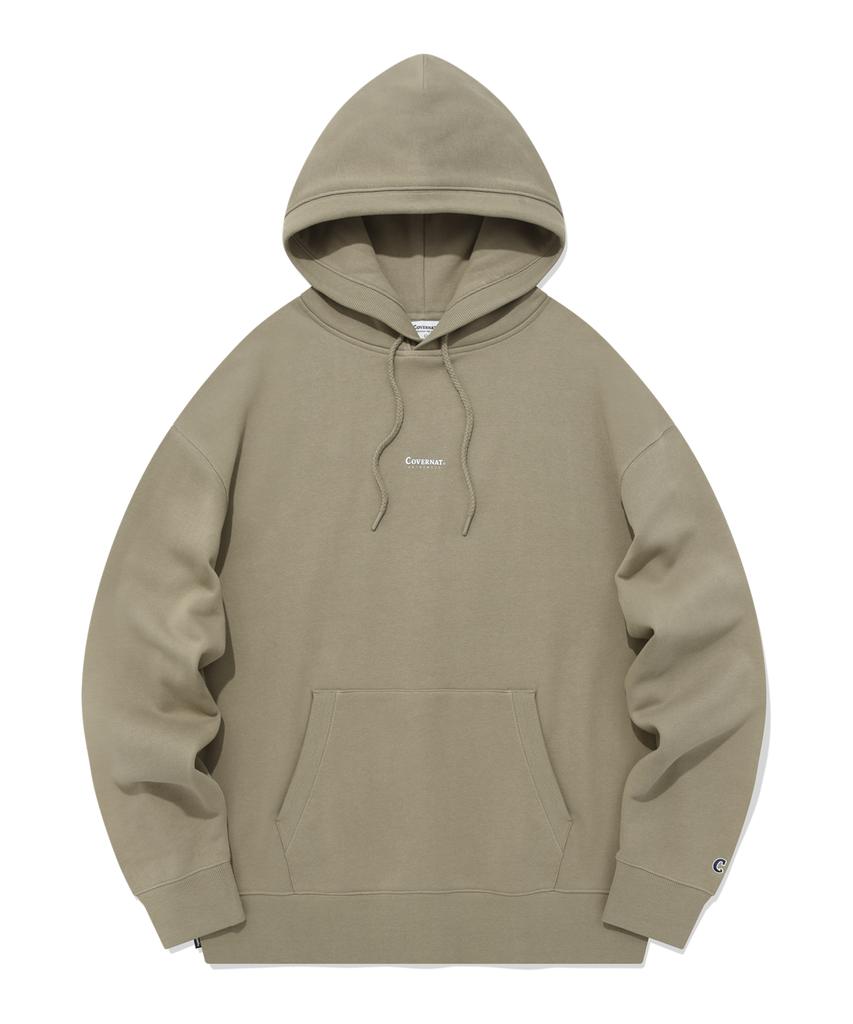 Oversized Small Authentic Logo Hoodie Beige