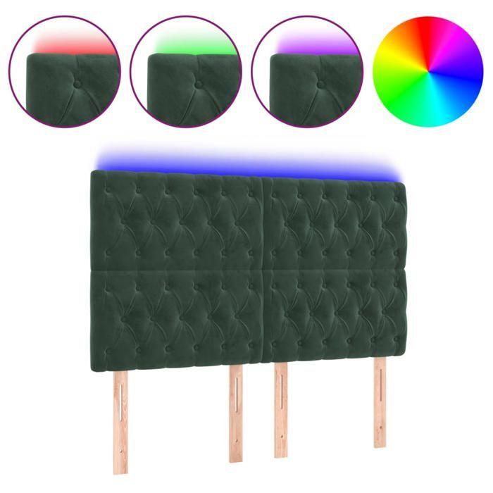 VidaXL Tête de Lit à LED Meuble de Chambre à Coucher Accessoire de Lit Double Tête de Cadre de Lit Intérieur Vert Foncé 3122811