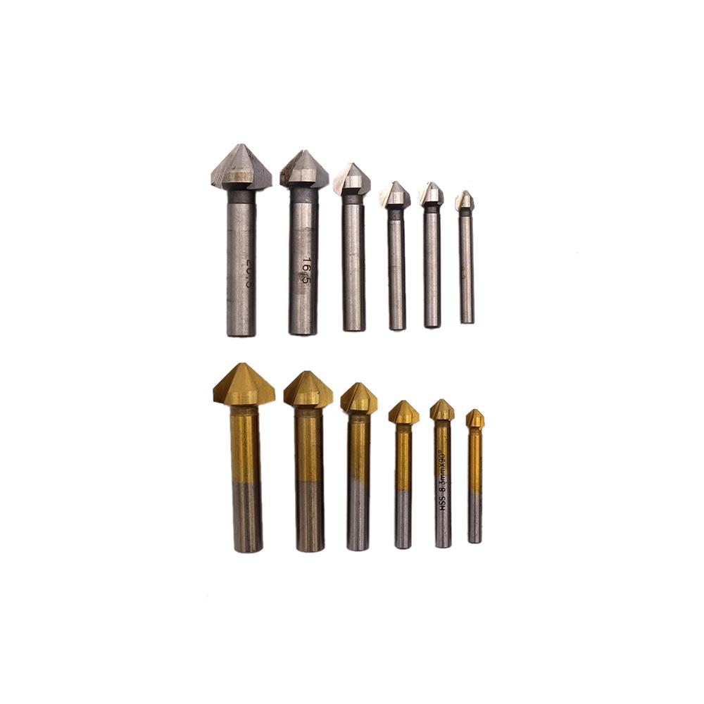 6PCS Metal Chamfer 90 Chamfering Knife 90 ThreeBlade Straight Shank