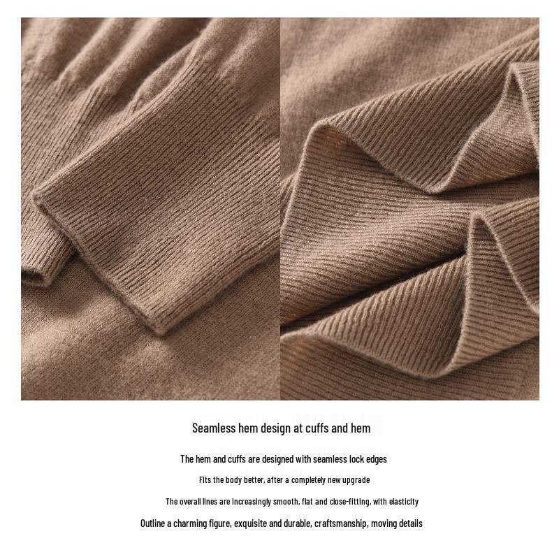 Women's 100% Pure Wool Seamless Knit Sweater, Machine Washable, Round Neck Spring Top