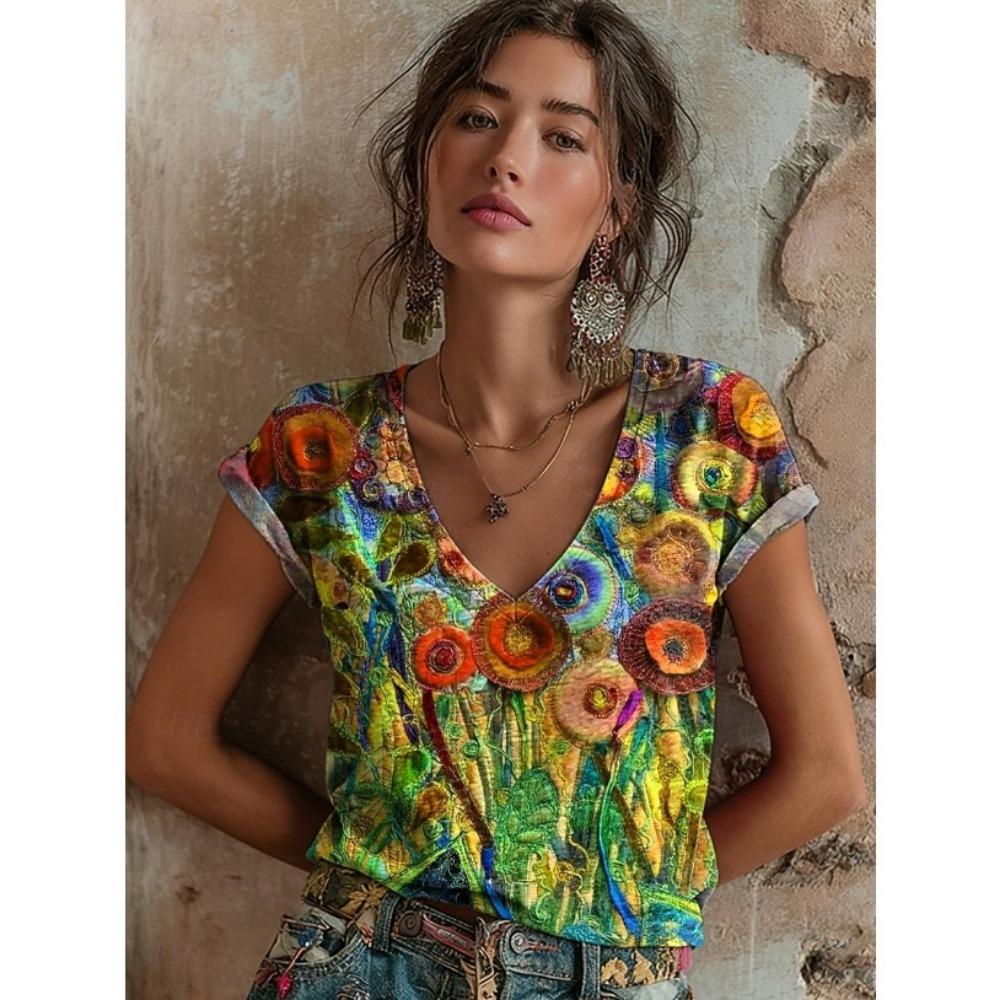 Europa und die Vereinigten Staaten Frühling und Sommer neues Damen Basis-T-Shirt einfarbig V-Ausschnitt Spleiß