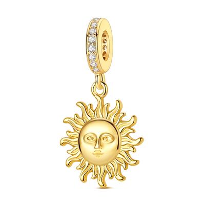 Kupfer Handwerk Goldene Sonne Gesicht Anhänger Charms Schmuck Passend für Original Armband Halskette Ideal für Frauen DIY Geschenk