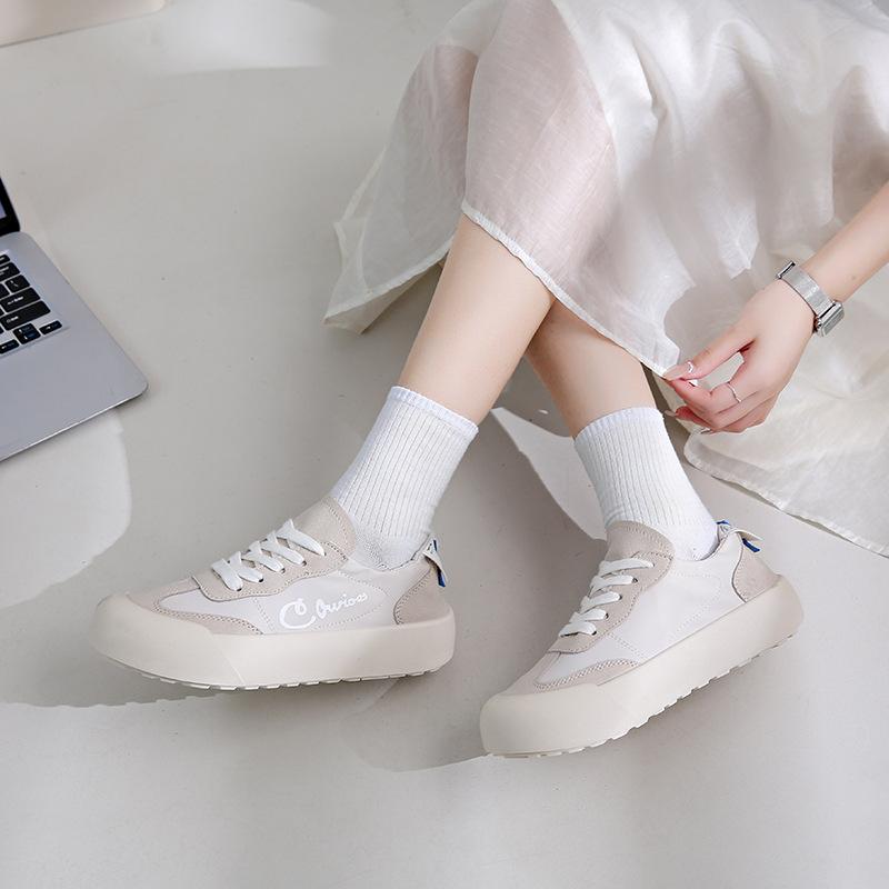 2025 summer new soft sole fashion candy color women's shoes round head lace-up casual sports moral training shoes women's