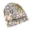 2D Flat Printing Retro Garden Flowers Groovy 60s 70s Spring Floral Pattern Adult Knit Beanie with Style Fits Effortlessly Into Seasonal Wardrobes and