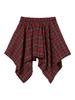 The Green Lab Check Asymmetrical Skirt [Red]