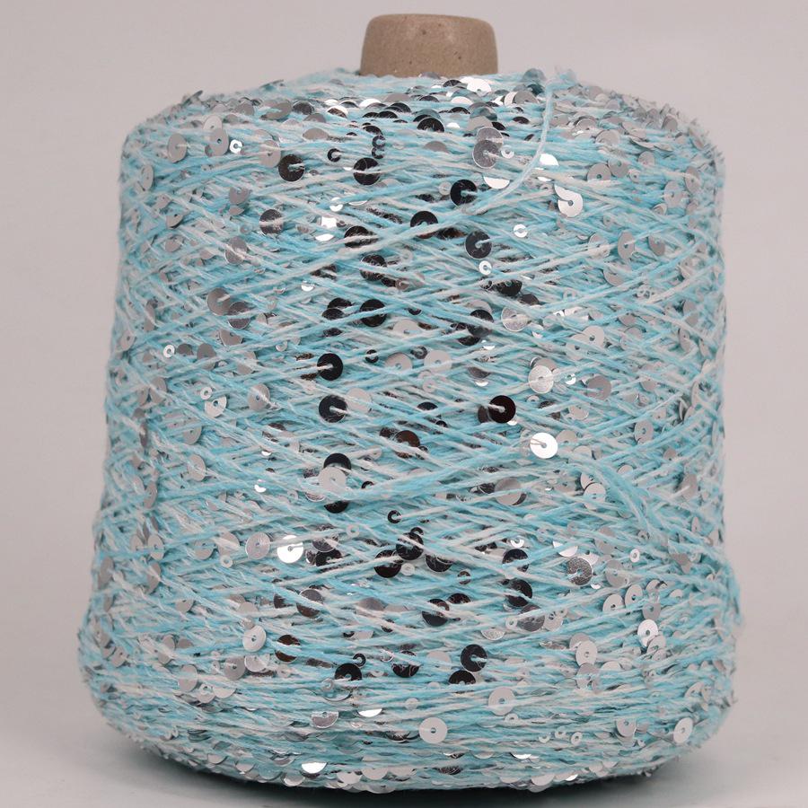Hand-Knitted Bright Cotton Yarn with Sequins, 3MM+6MM, Combed and Fancy