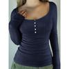 Hot Girl Style Button Long Sleeve Tank Top T-Shirt Women 2025 Autumn