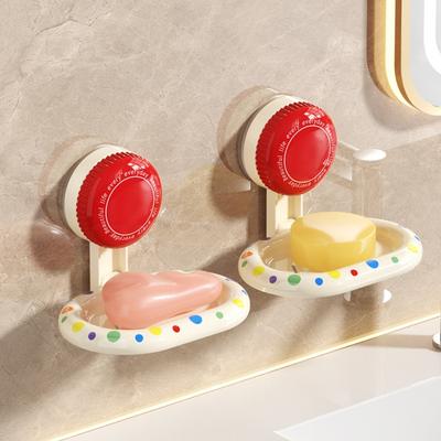 2PCS/SET Wall Mounted Rotating Installation Soap Box Plastic Punch Free Water Draining Soap Dish Anti-slip Detachable