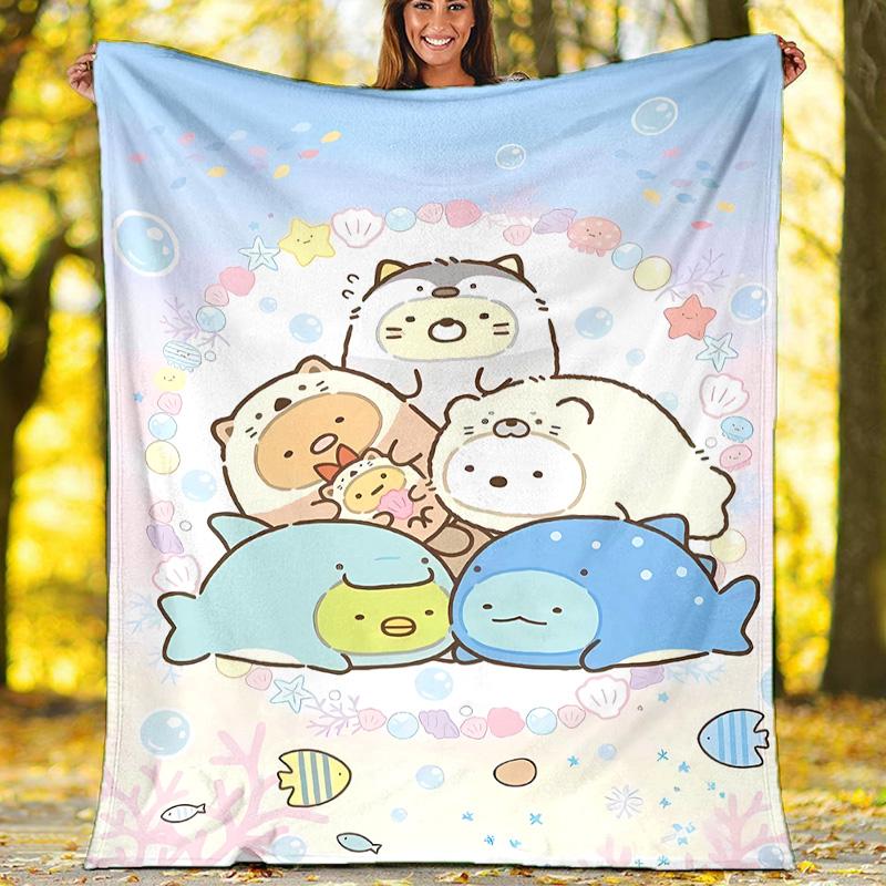 Sumikko Gurashi1 printed throw blanket—lightweight,soft,warm;versatile blanket for all seasons—perfect as &air-conditioning throw,nap blanket