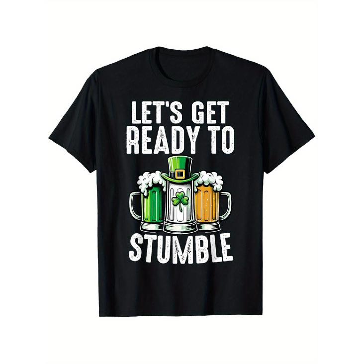 Men S Funny St. Patrick S Day T-Shirt - Let S Get Ready to Stumble Irish Beer Mug & Shamrock Design with Irish Flag Pints - Black & White Pub Crawl S чёрный
