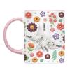 Artistic Florals Print Ceramic Mug Holding Mum Hand Designs Drinking Cup Great For Home Offices Or Cafes