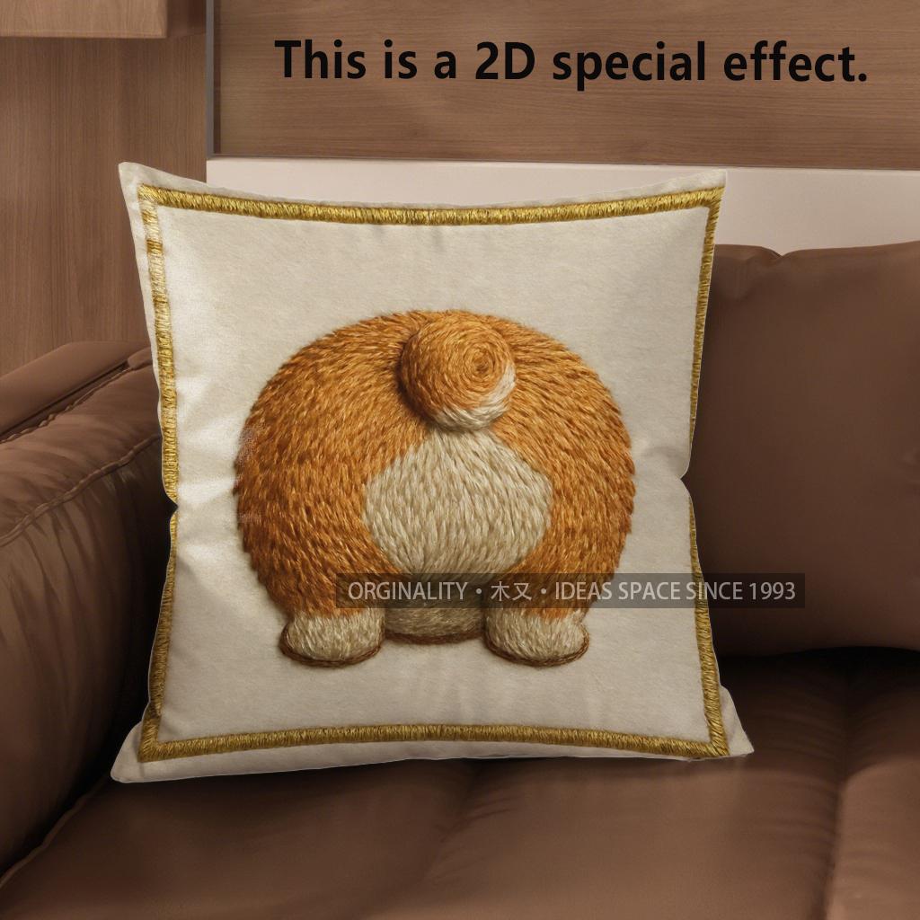 2D Cute Pembroke Welsh Corgi Butt Pillows Pattern Cushion Cover Suitable For Sofa Bedroom Car Pillow Cover