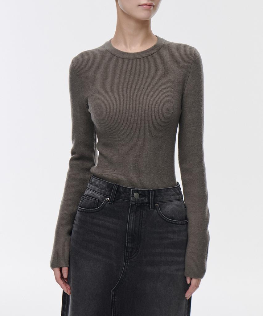 MUSINSA STANDARD WOMAN Women'S Ribbed Slim Crew Neck Knit [Taupe]