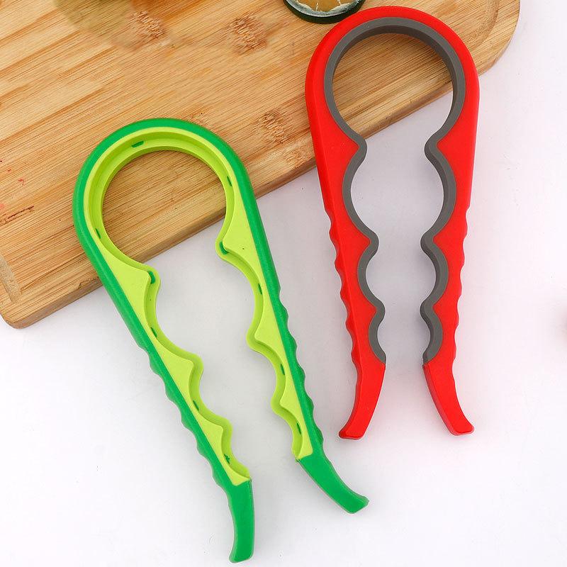 4-in-1 Flaschenöffner Multifunktions-Kunststoff-Glas- und Flaschenöffner Rutschfestes Küchenwerkzeug für Dosen und Deckel