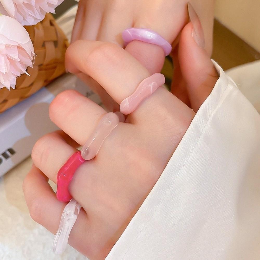 5Pcs Resin Acrylic Finger Ring Geometric Ring Fashion Irregular Rings  Jewelry Accessories