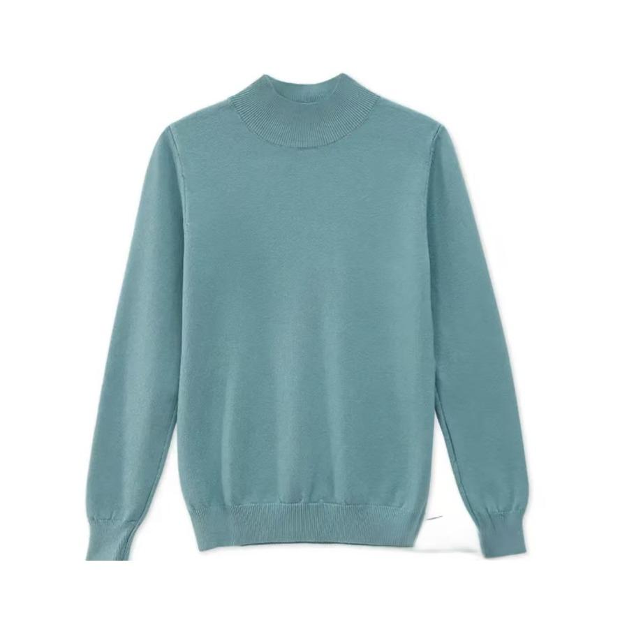 TIFICY Women's Fashion Casual Fall Winter Solid Color Print Long Sleeve Half Turtleneck Tops Women's Clothing Woolen Knitwear Sweaters
