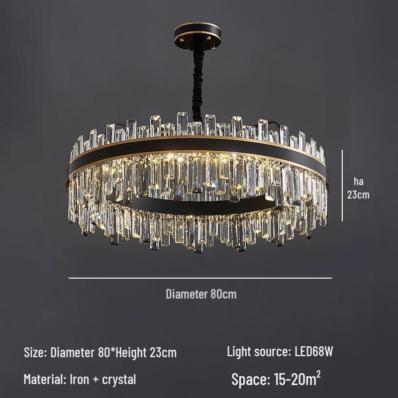 High-End Crystal Chandelier for Modern Spaces - Black, Luxury Lighting for Living Room, Bedroom, Bar, Restaurant, or Villa