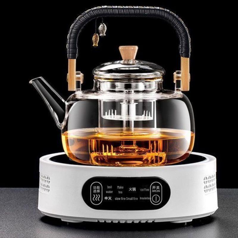 2025 Automatic Electric Ceramic Stove & Large Glass Tea Kettle Set - High Temp Resistant for Brewing