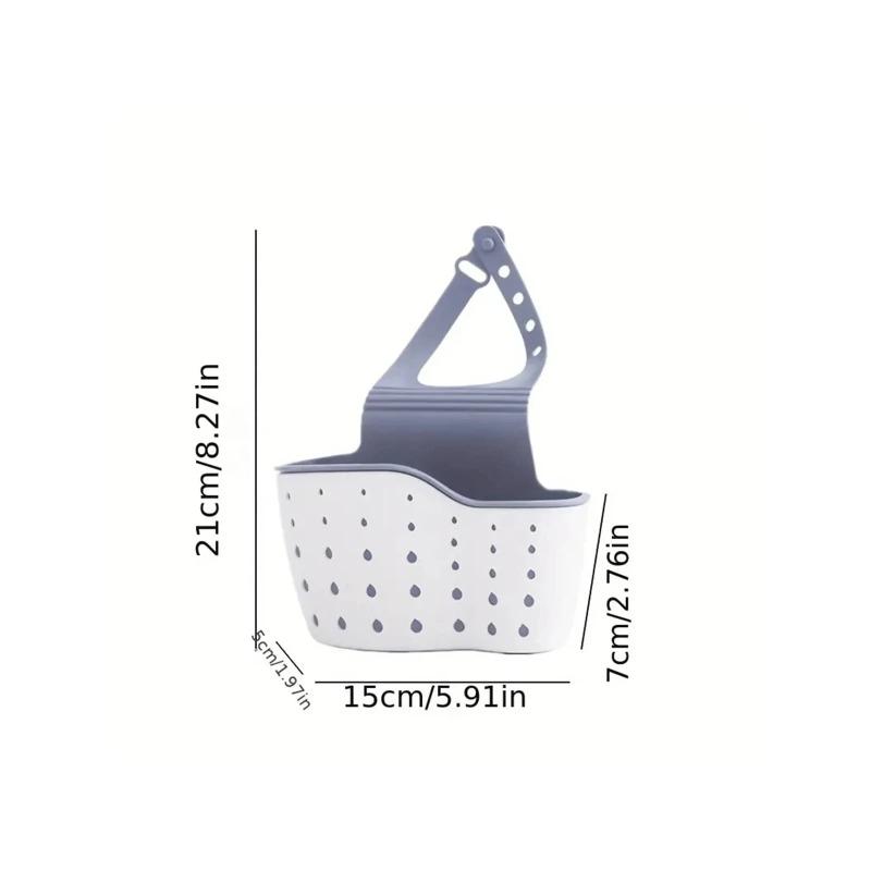 1pc Sink Sponge Holder Silicone Organizer Box Adjustable Shoulder Strap Drain Rack Kitchen Sink Suction Sponge Holder Faucet