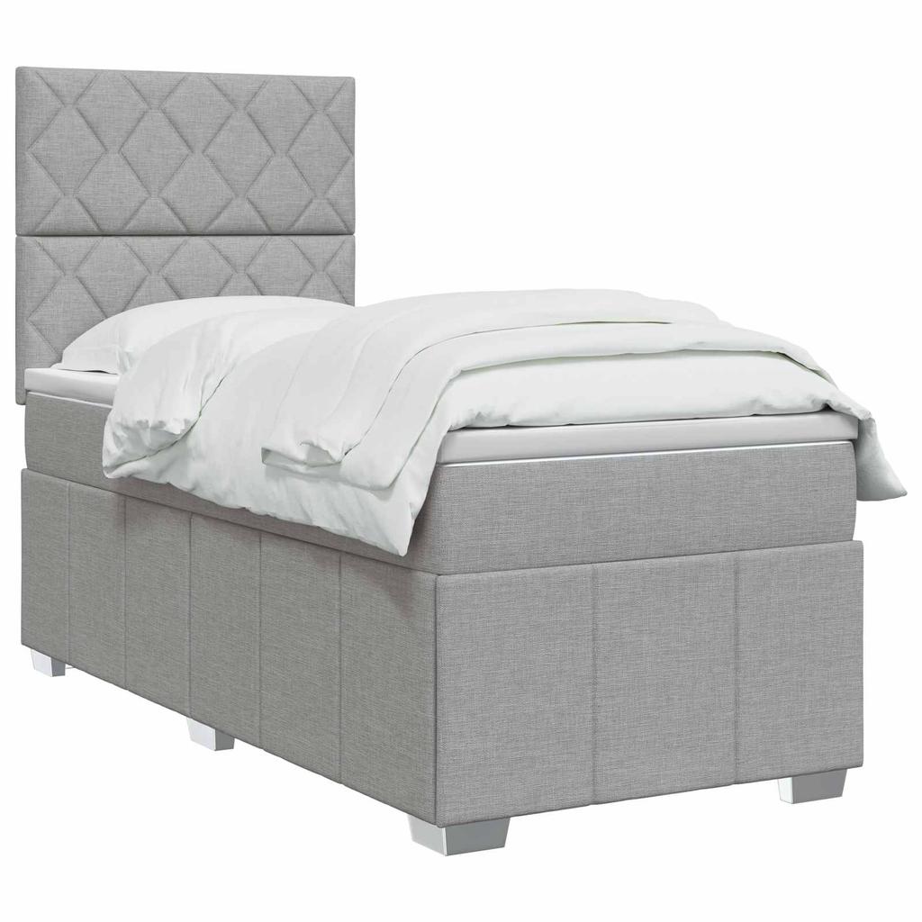Box Spring Bed with Mattress Light Gray 80 x 200 cm Fabric