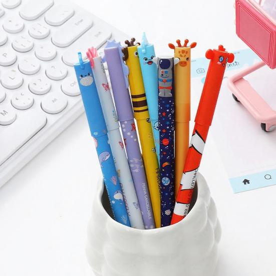 Kreslená gumovací gelová pera Roztomilé zvířecí motivy 0,7 mm Modrý inkoustové pero Hladké psaní Čisté gumování Pero Školní potřeby Dárky na párty