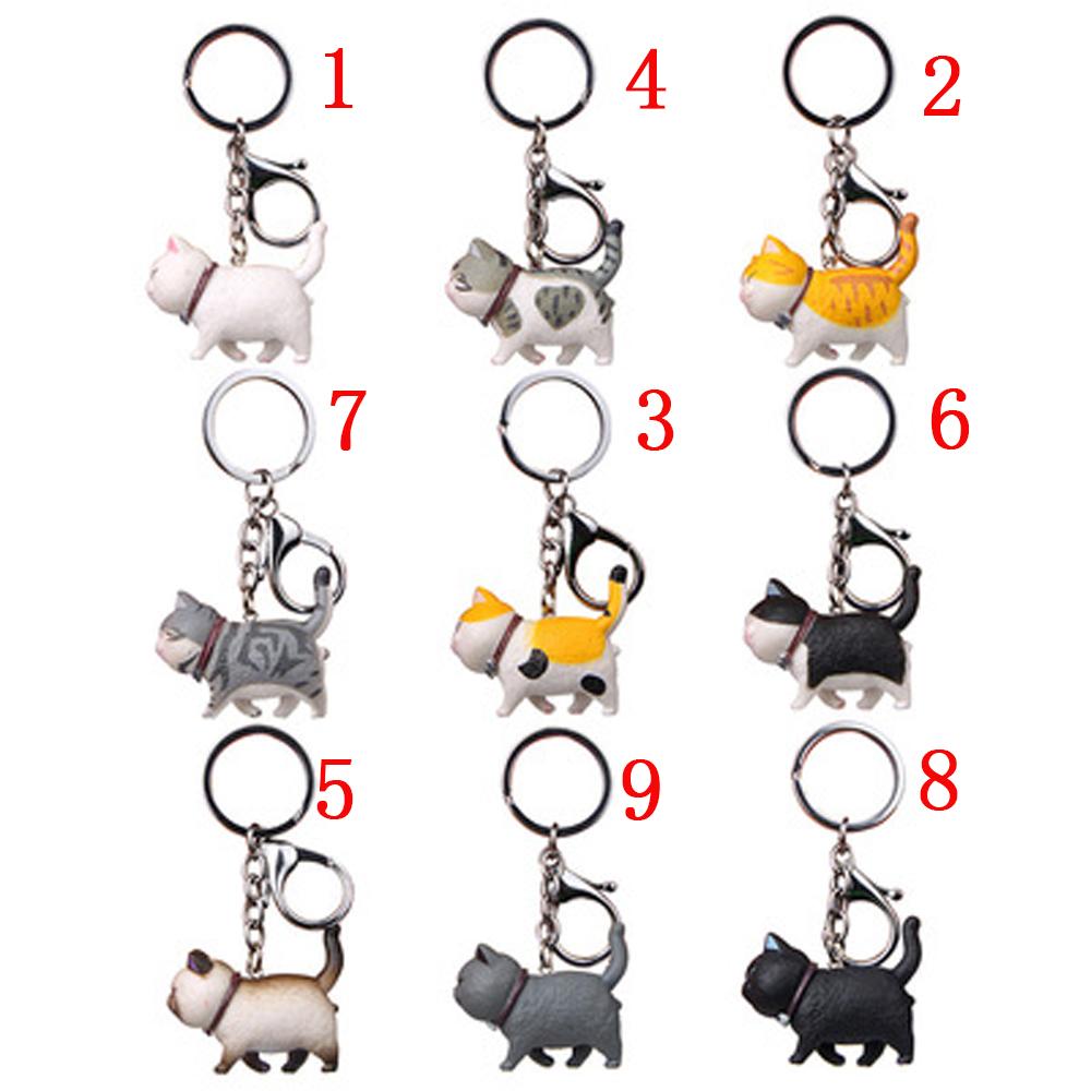 Zinc Zinc Alloy Cute Car Cartoon Animal Bag Hanging Pendant Cat Keyring Keychain Kitten Key Chain