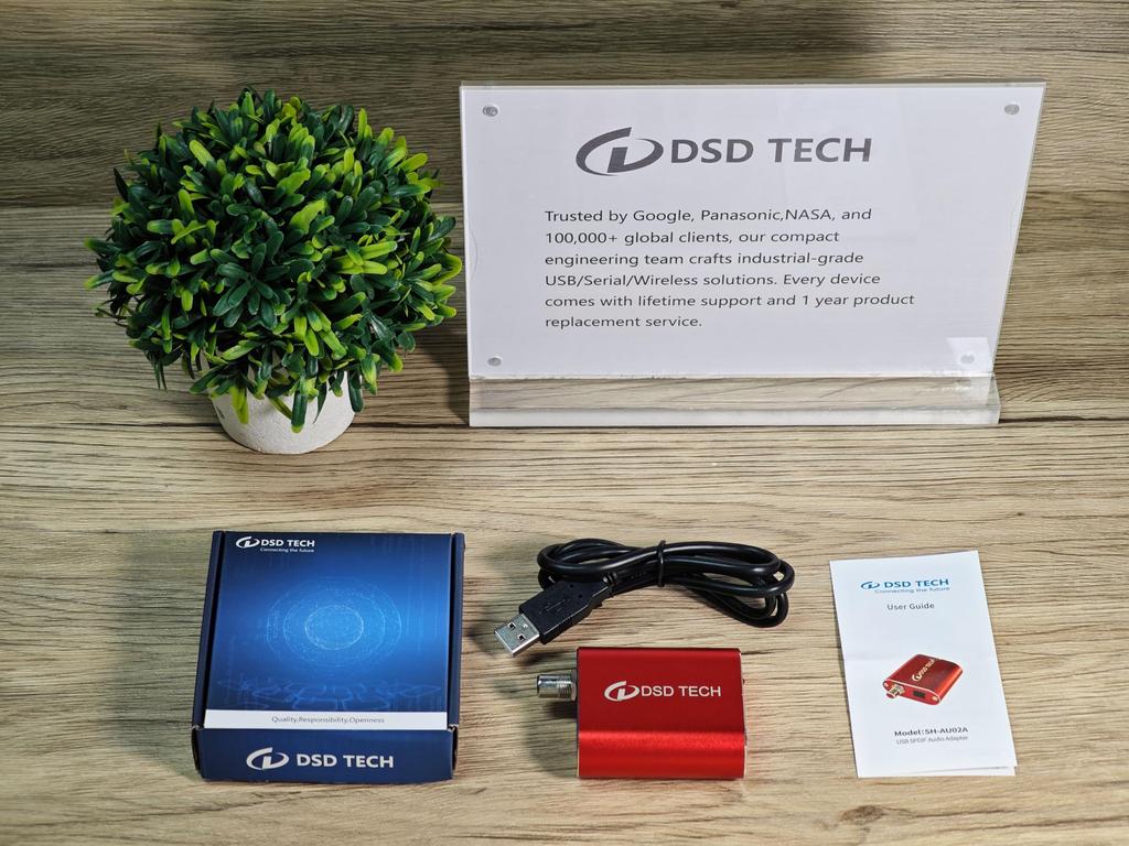 DSD TECH USB to TOSLINK Coaxial SPDIF Audio 96K compatible SH-AU02A Adapter, 24-bit