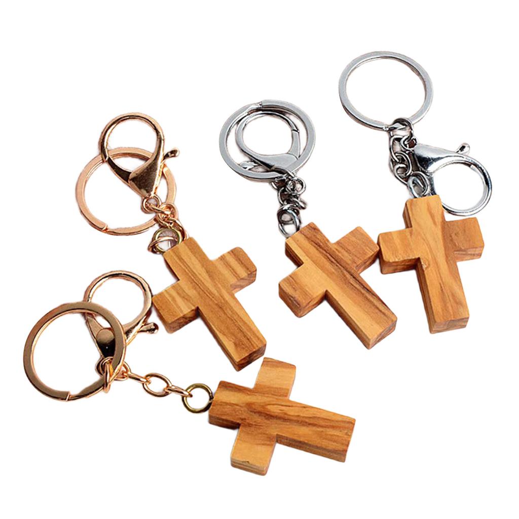 Christian Wooden Crosses Keychain Bag Pendant Keyring for Religious Devotees and Styles Lover Everyday Key Management